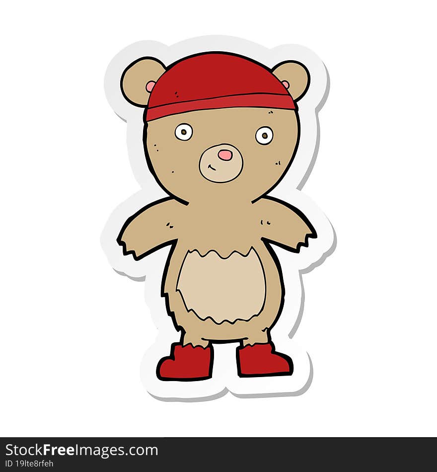 sticker of a cartoon teddy bear