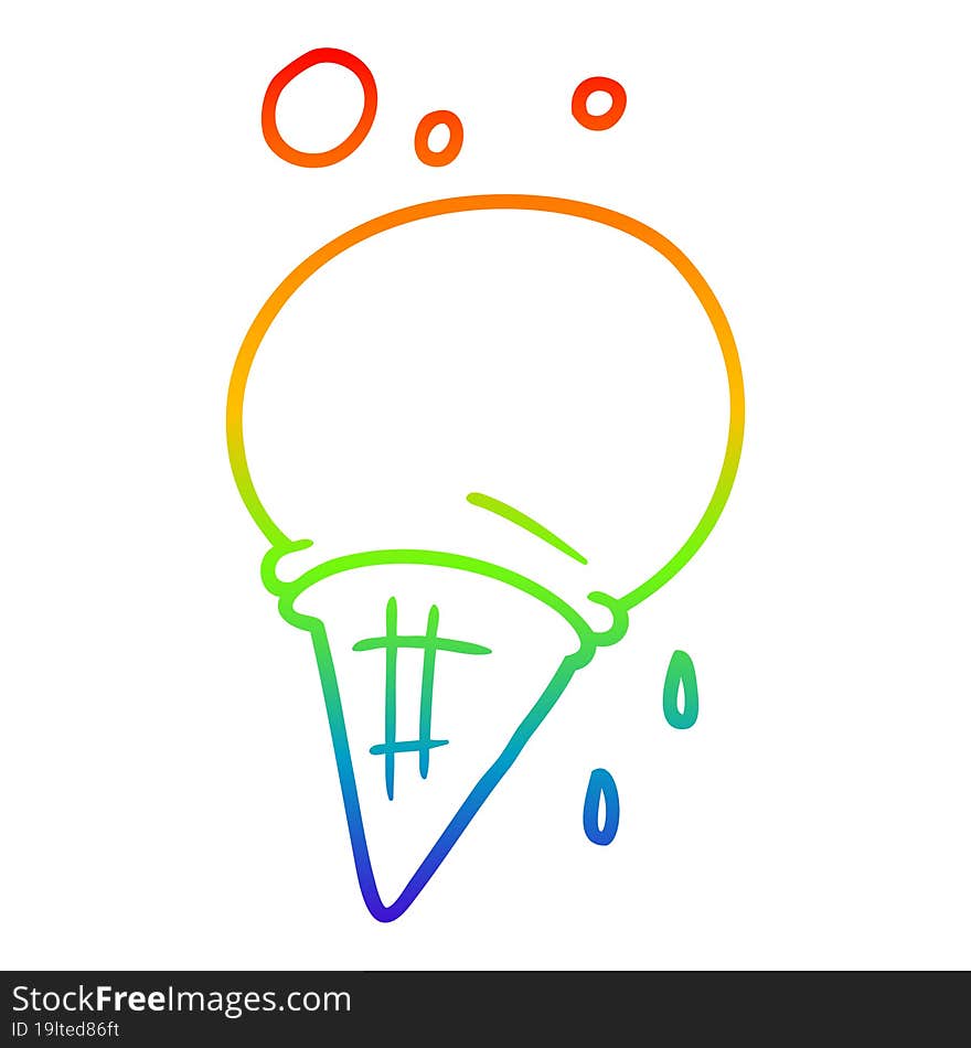 rainbow gradient line drawing cartoon ice cream