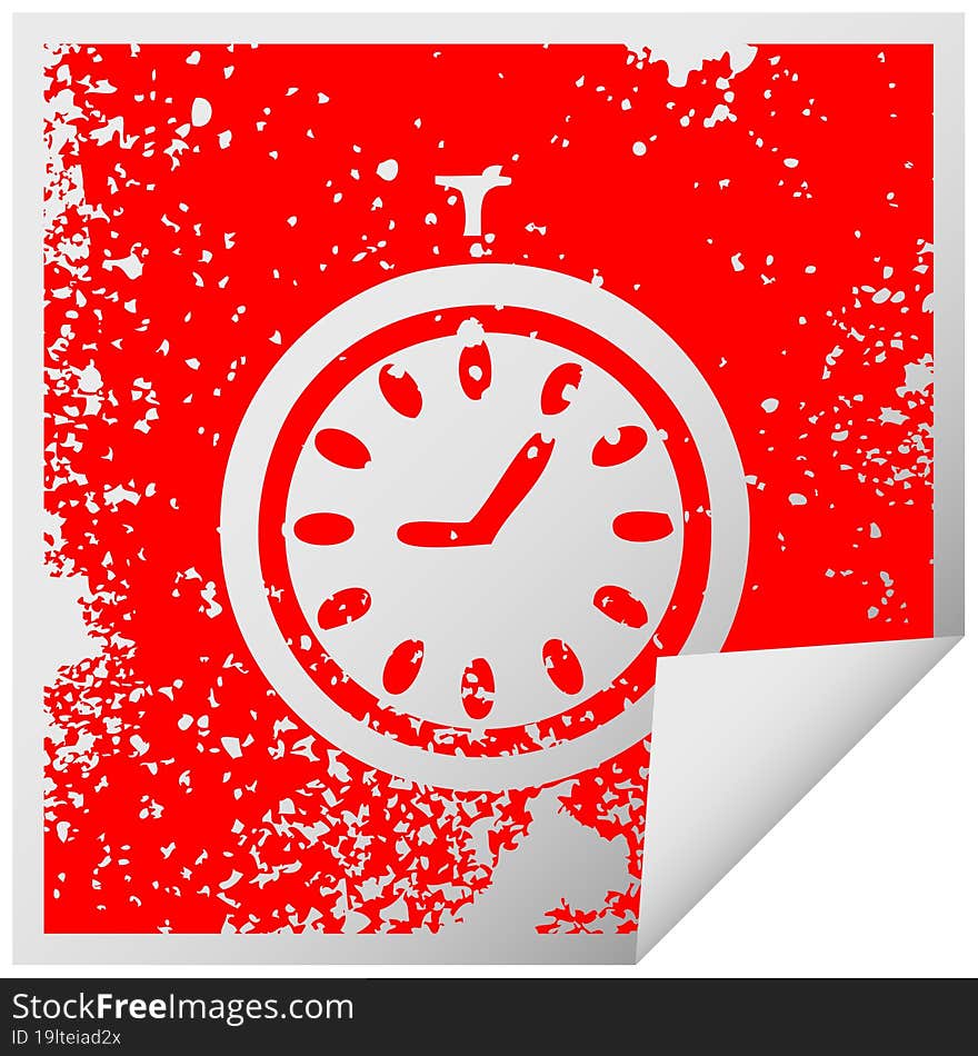 distressed square peeling sticker symbol time stopper