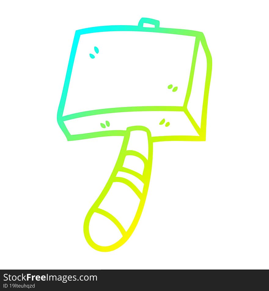 cold gradient line drawing cartoon hammer