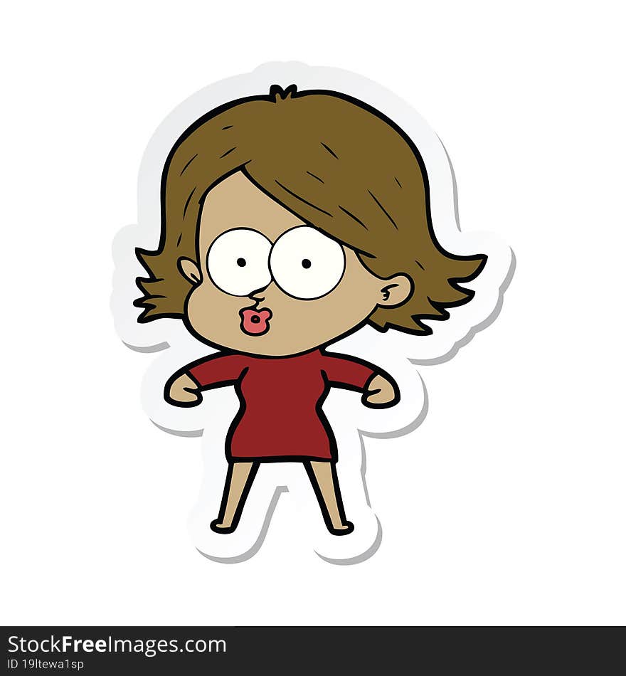 sticker of a cartoon girl pouting