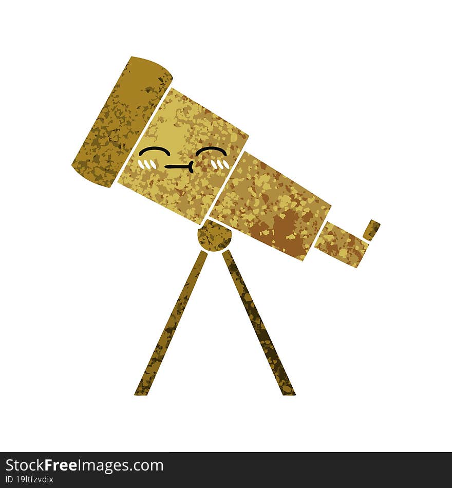 retro illustration style cartoon telescope