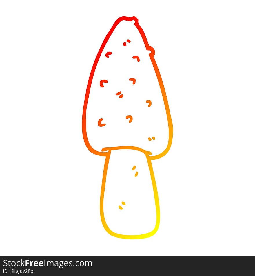 warm gradient line drawing cartoon mushroom