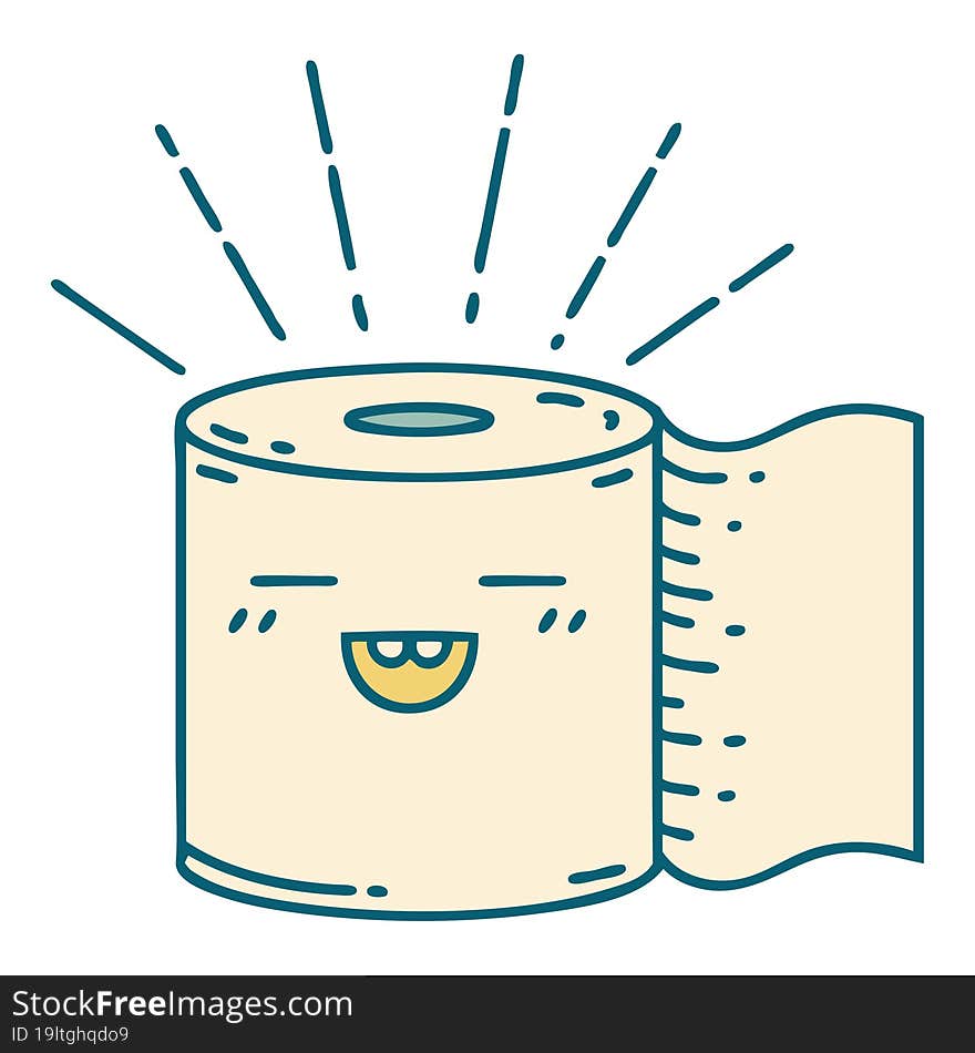 traditional tattoo style toilet paper character