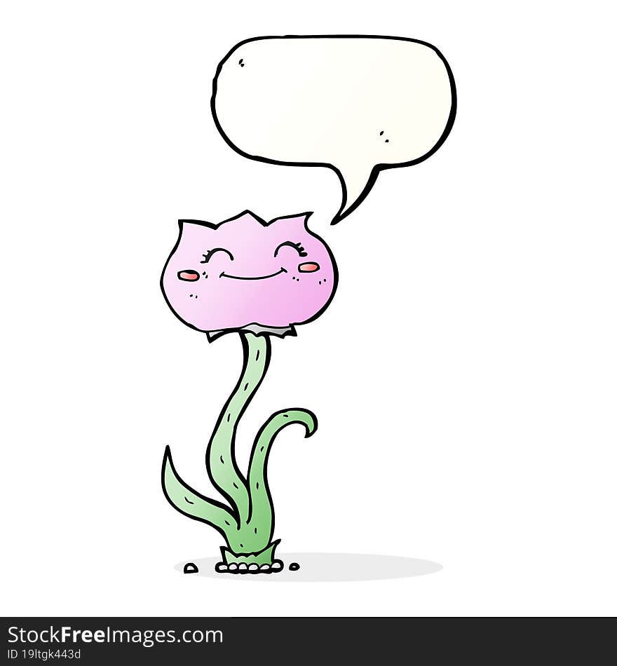 cartoon flower with speech bubble