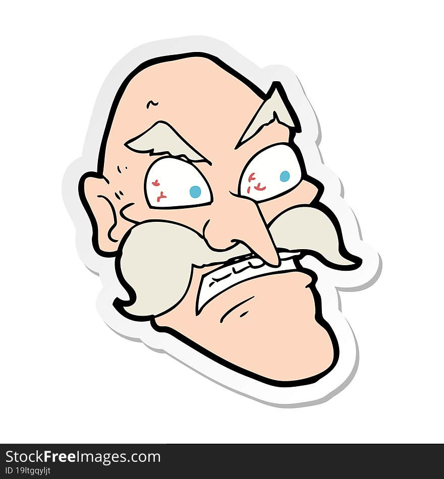 sticker of a cartoon angry old man