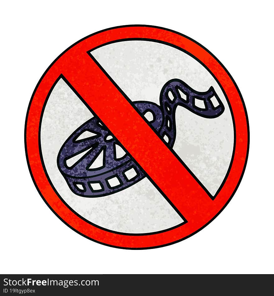 retro grunge texture cartoon no movies allowed sign