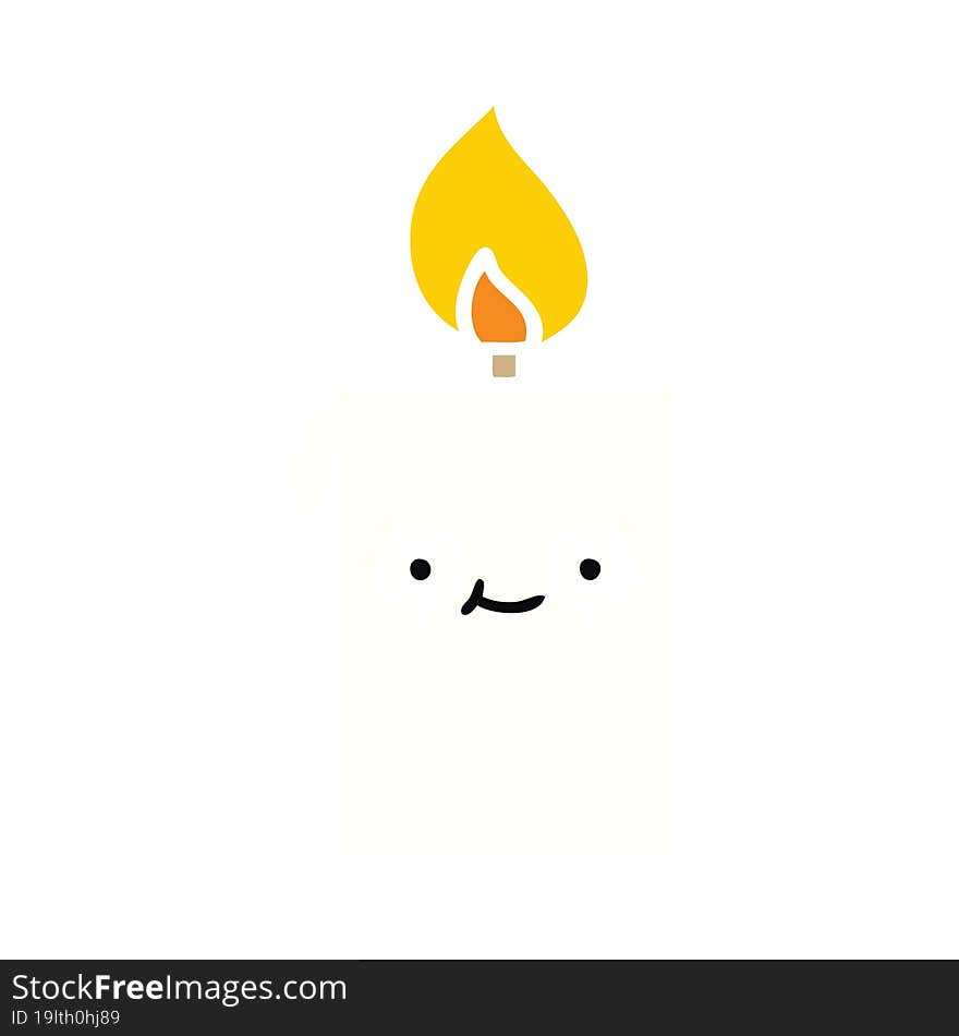 flat color retro cartoon lit candle