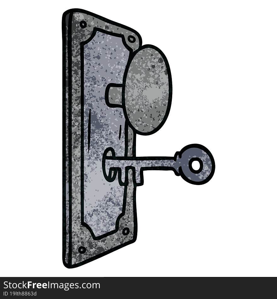 textured cartoon doodle of a door handle