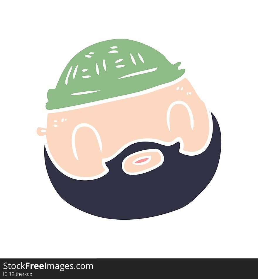 Flat Color Style Cartoon Male Face With Beard