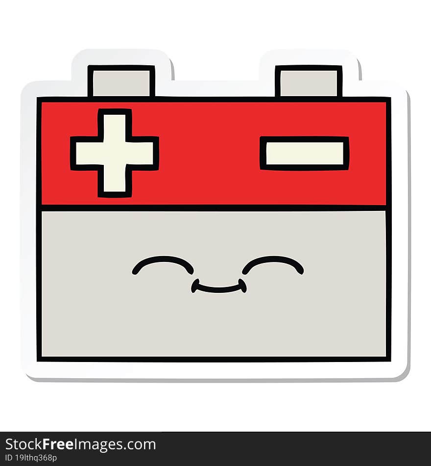 sticker of a cute cartoon car battery