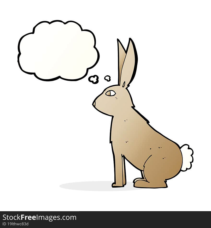 cartoon rabbit with thought bubble