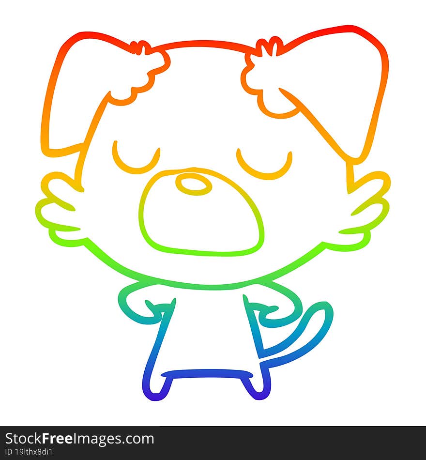 rainbow gradient line drawing of a cartoon dog