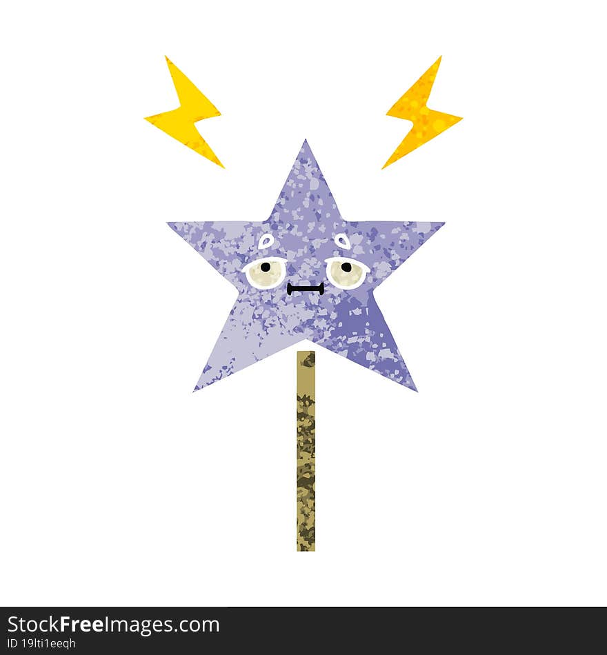 Retro Illustration Style Cartoon Magic Wand