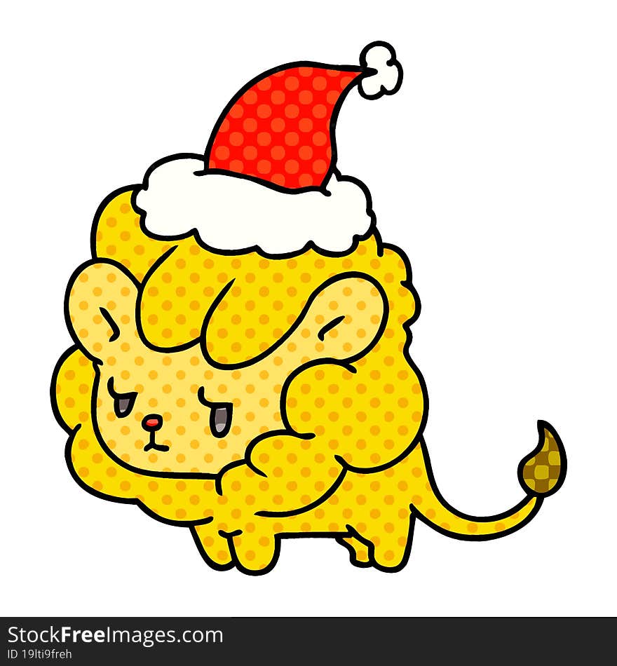 christmas cartoon of kawaii lion