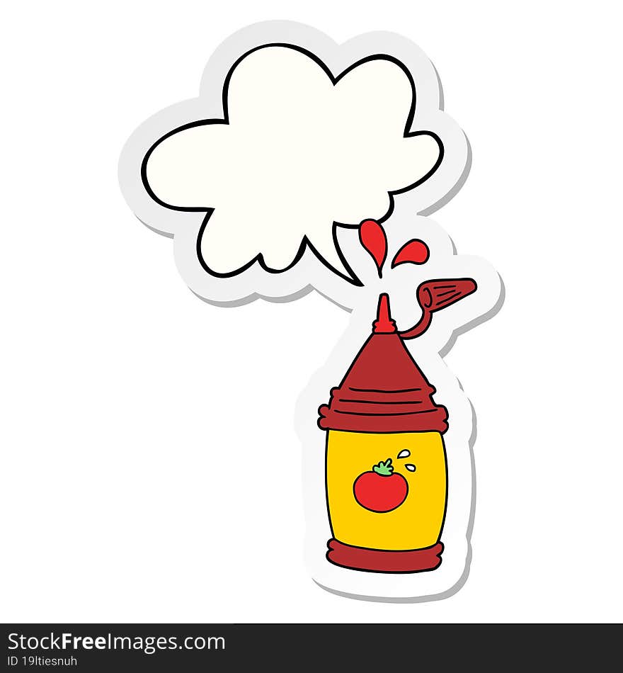 cartoon ketchup bottle and speech bubble sticker