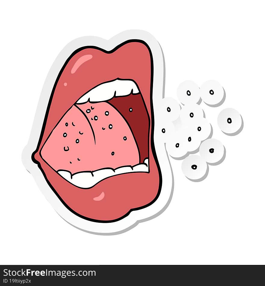 sticker of a cartoon sneezing mouth