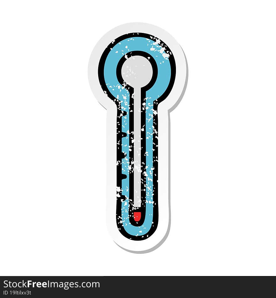 distressed sticker of a cute cartoon glass thermometer