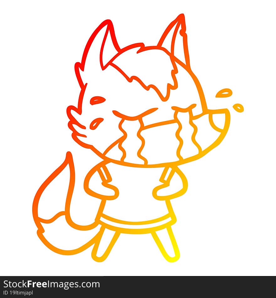 warm gradient line drawing cartoon crying wolf