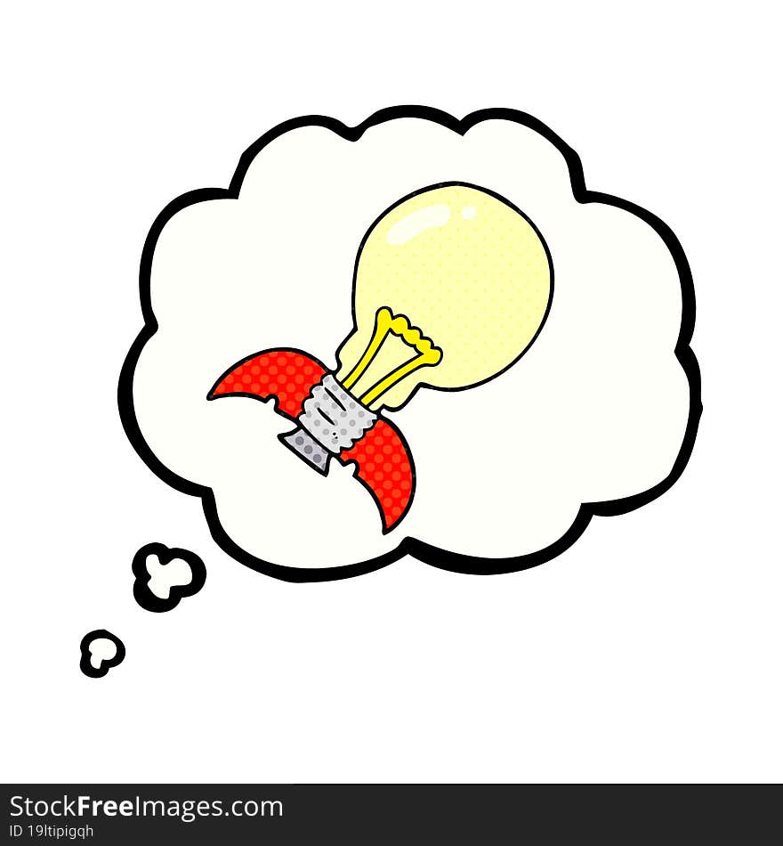 thought bubble cartoon lightbulb rocket ship