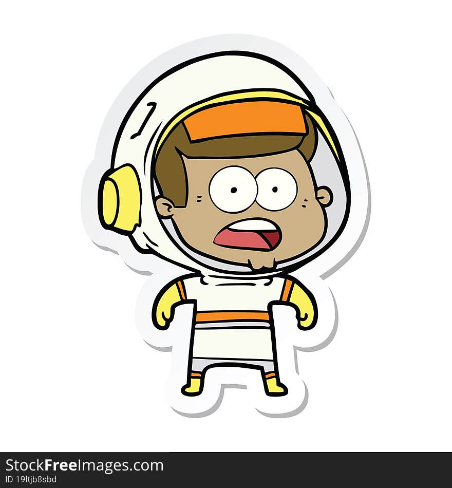 Sticker Of A Cartoon Surprised Astronaut