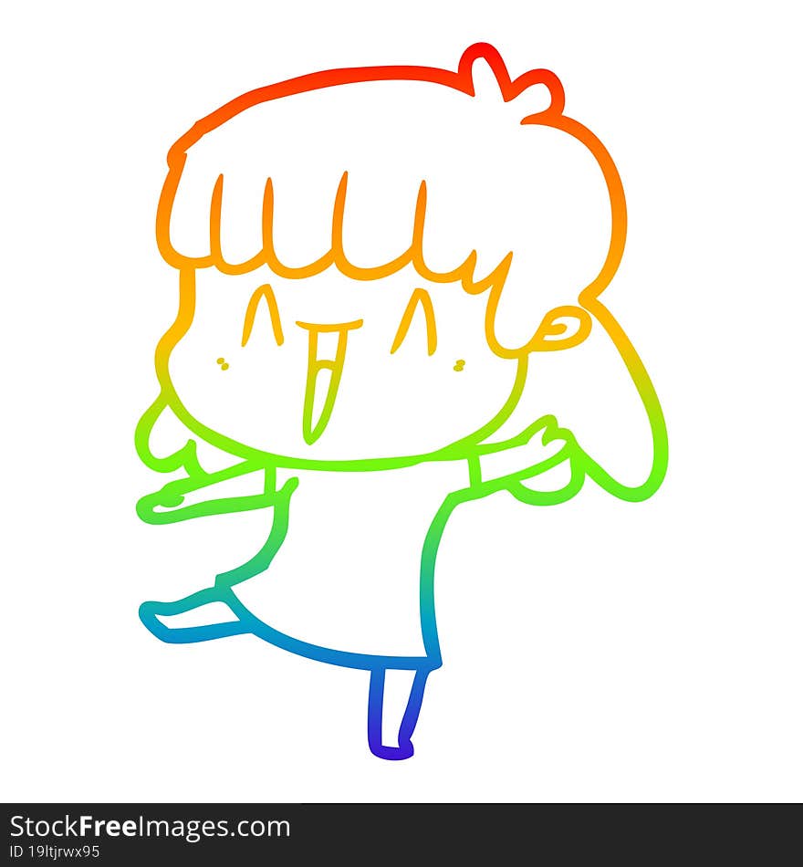 rainbow gradient line drawing of a cartoon woman