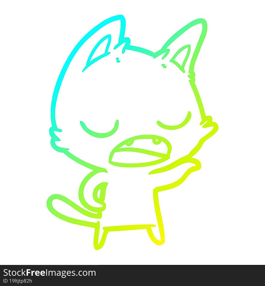 cold gradient line drawing talking cat cartoon