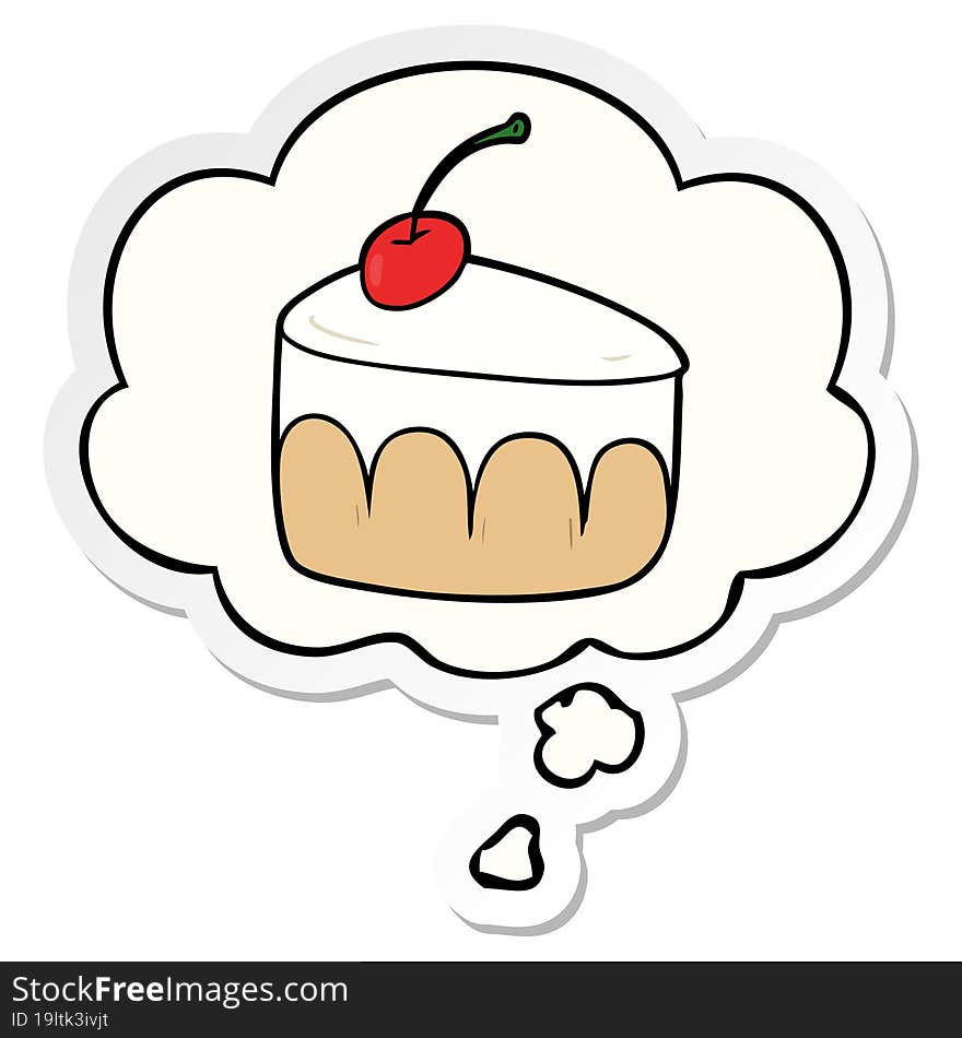 Cartoon Dessert And Thought Bubble As A Printed Sticker