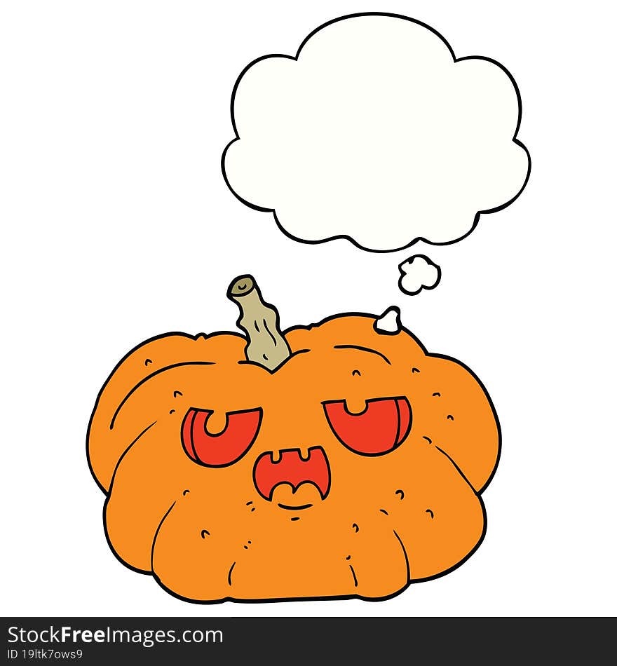 Cartoon Pumpkin And Thought Bubble