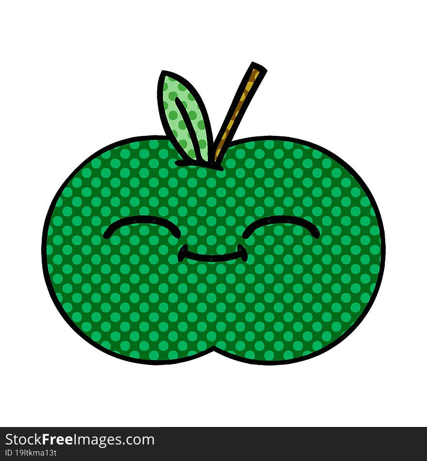 comic book style cartoon juicy apple