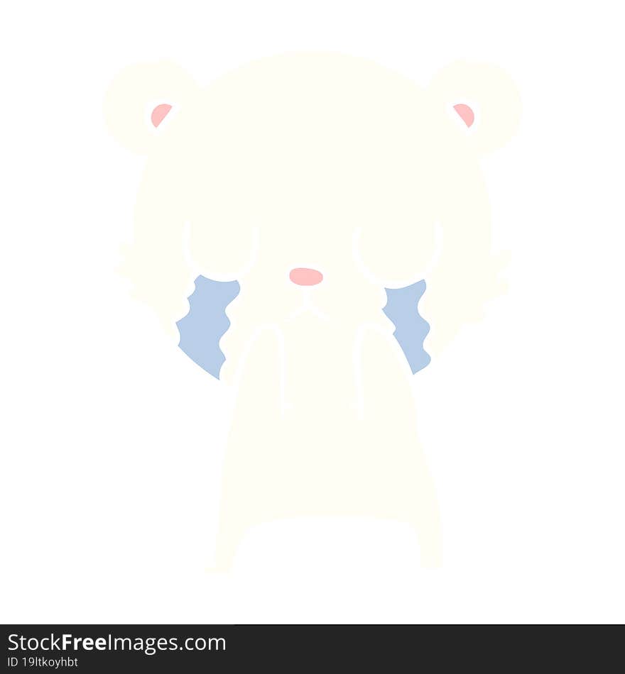 crying polar bear flat color style cartoon