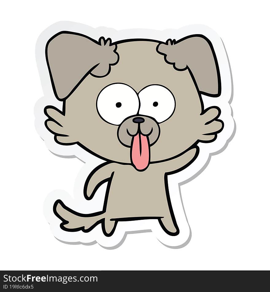 sticker of a cartoon dog with tongue sticking out