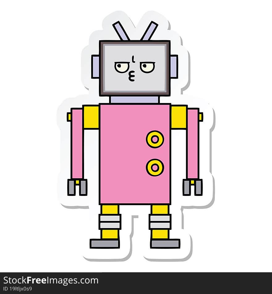 Sticker Of A Cute Cartoon Robot