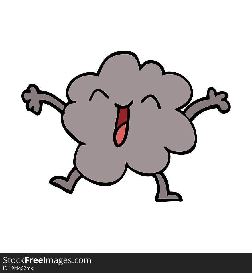 Cartoon Doodle Happy Grey Cloud