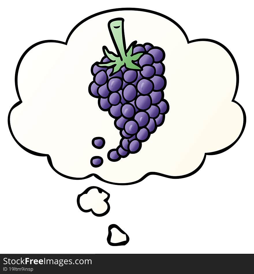 cartoon grapes and thought bubble in smooth gradient style