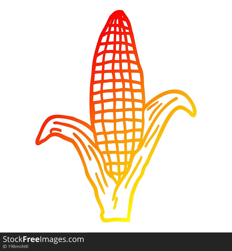 Warm Gradient Line Drawing Cartoon Corn On Cob