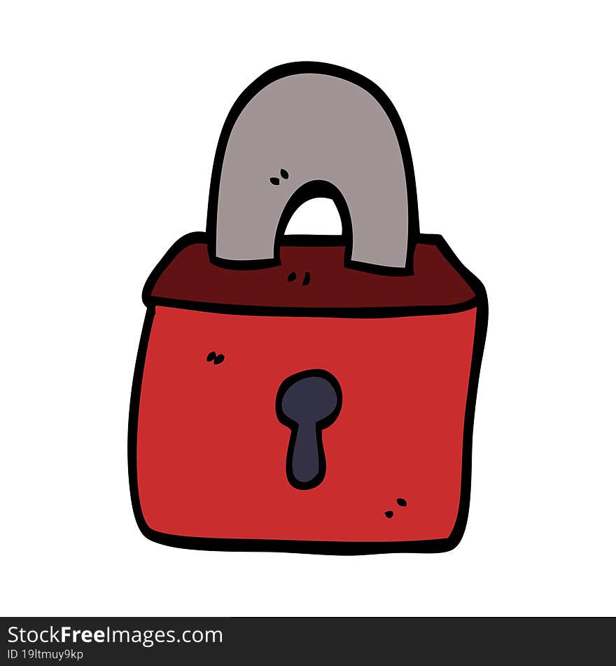 cartoon doodle locked padlock