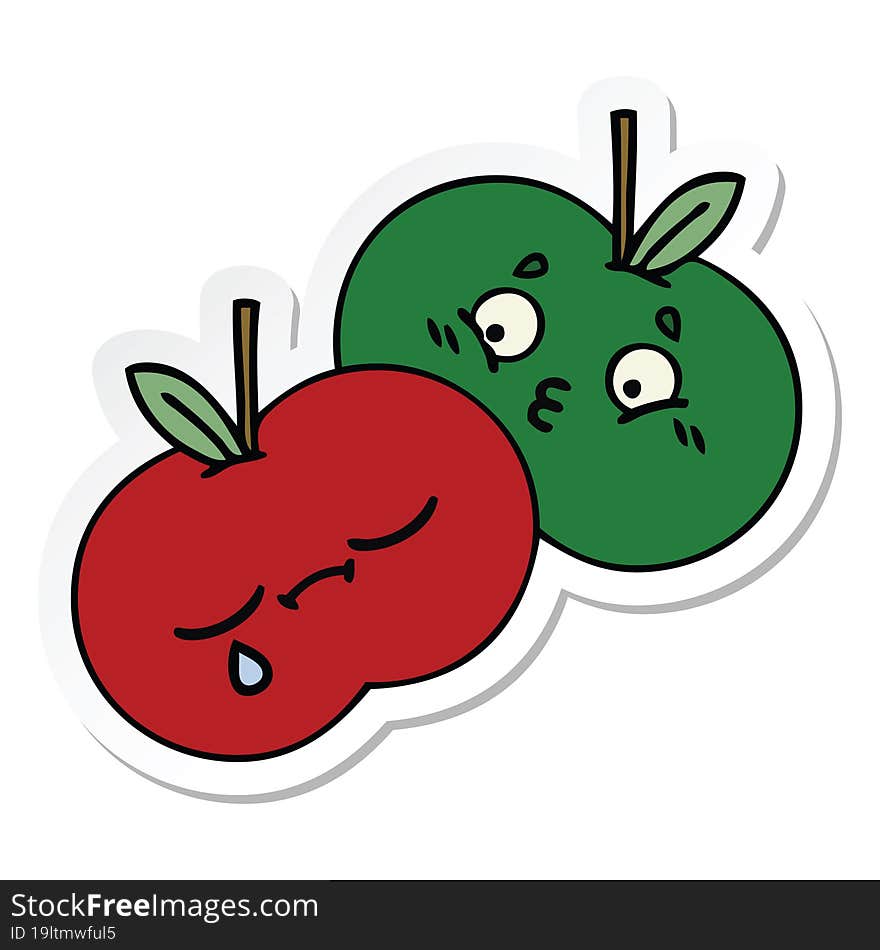 Sticker Of A Cute Cartoon Juicy Apple