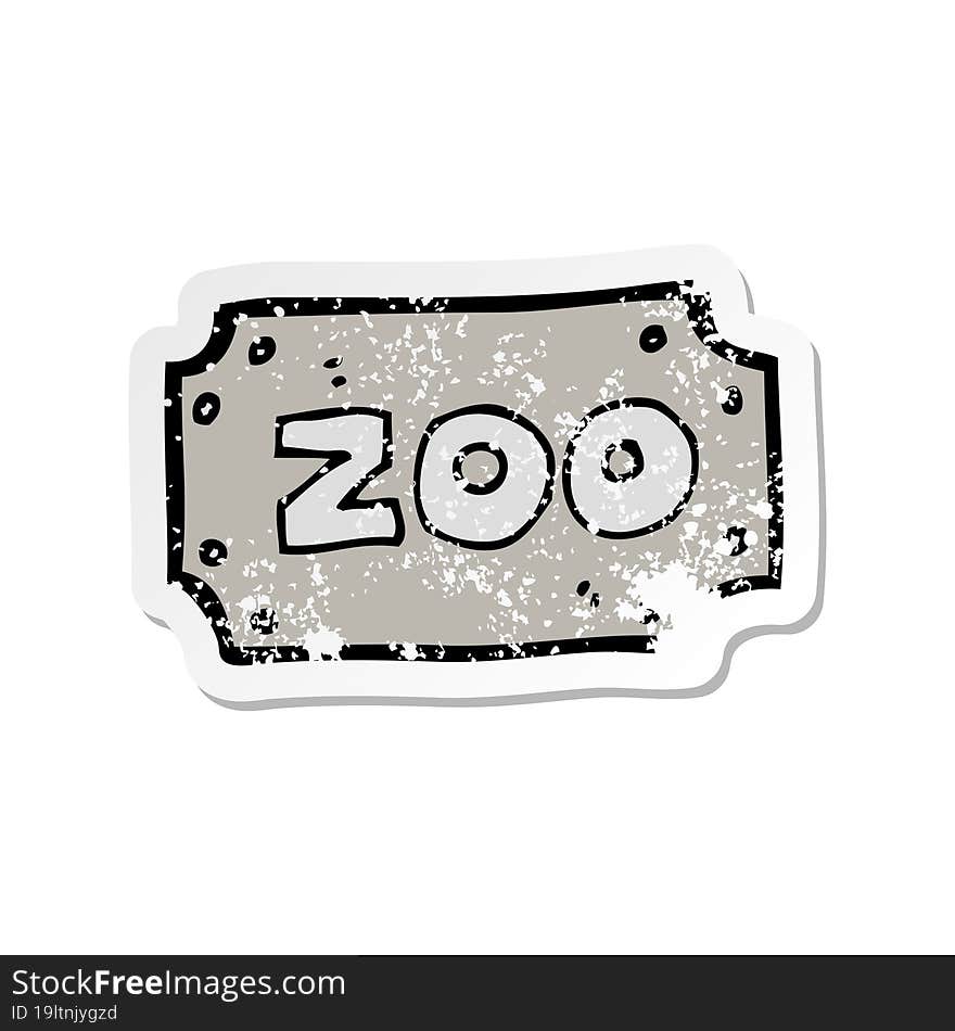 retro distressed sticker of a cartoon zoo sign