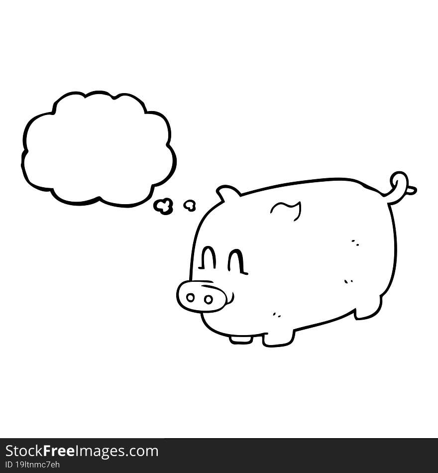 freehand drawn thought bubble cartoon pig