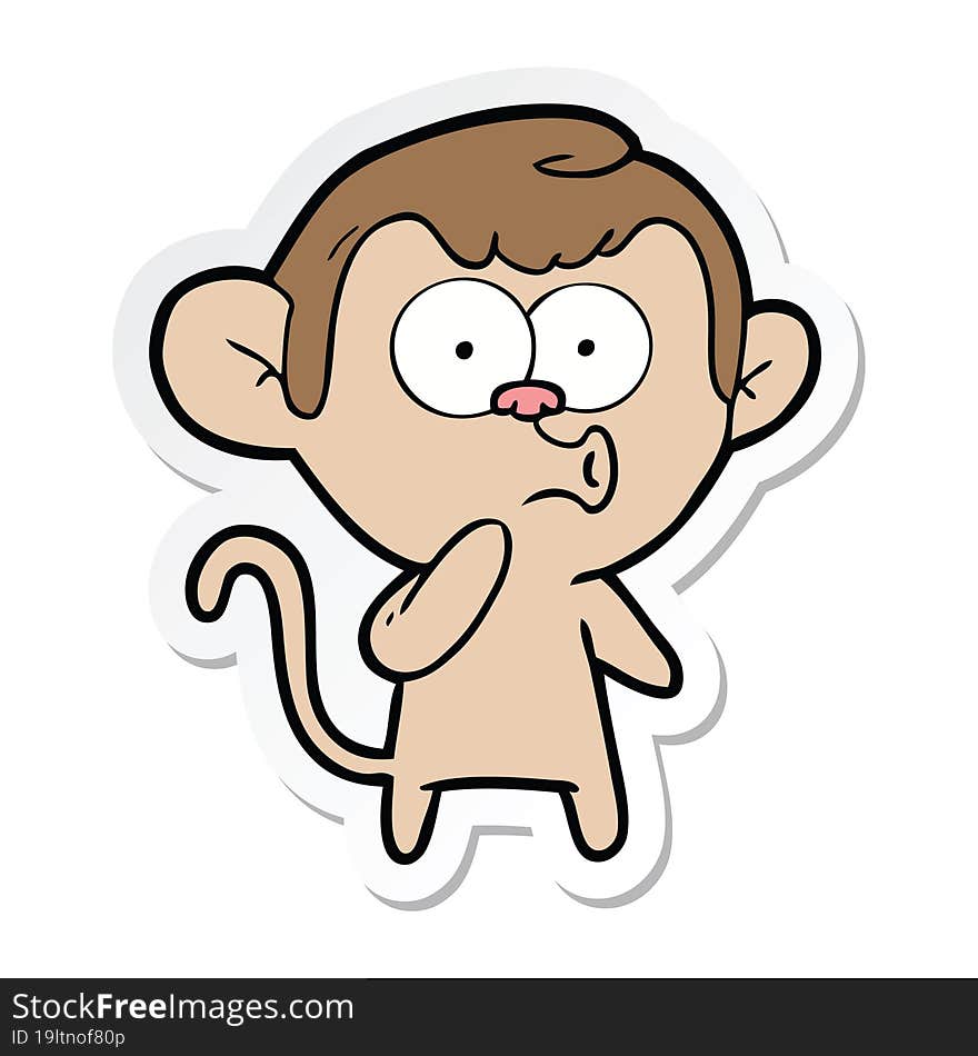 sticker of a cartoon hooting monkey