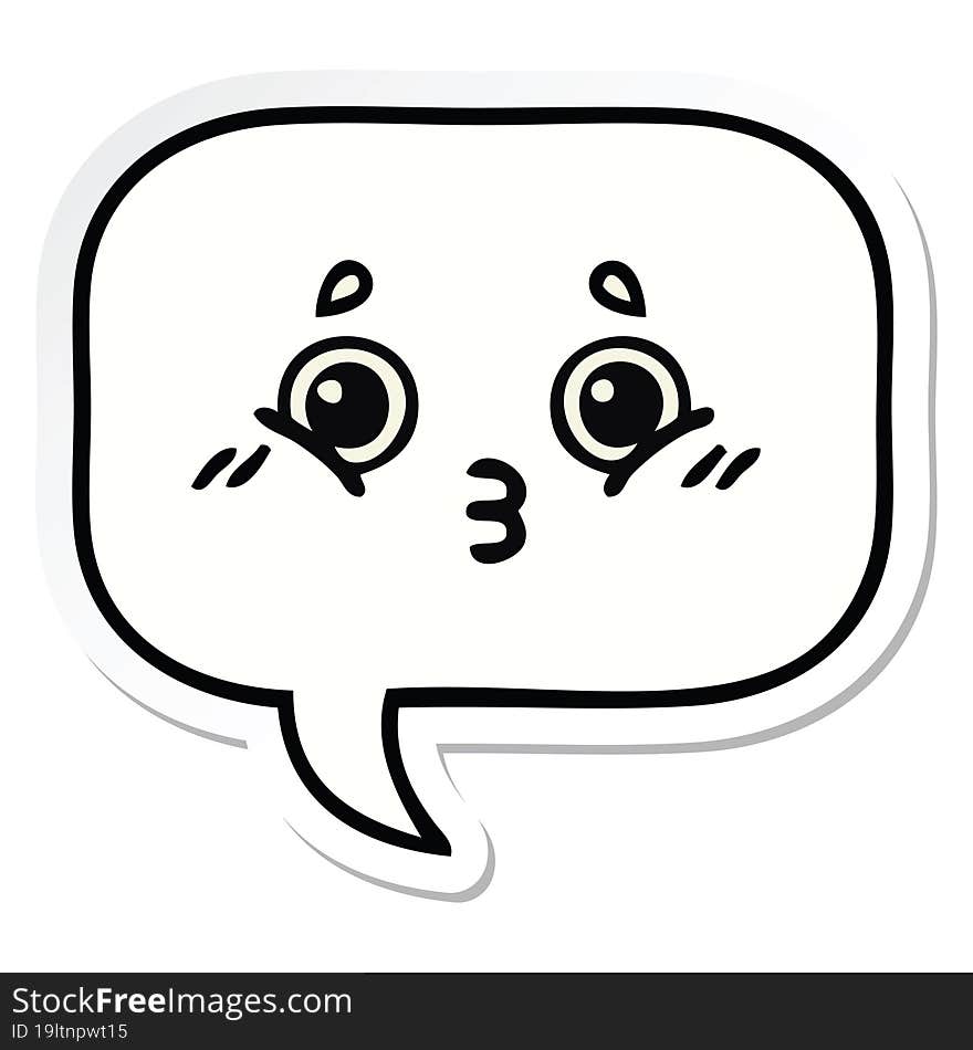 Sticker Of A Cute Cartoon Speech Bubble