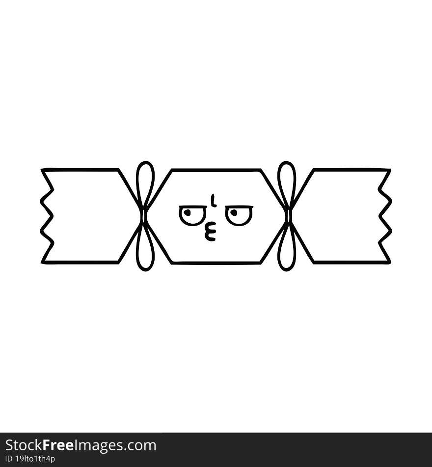 line drawing cartoon christmas cracker