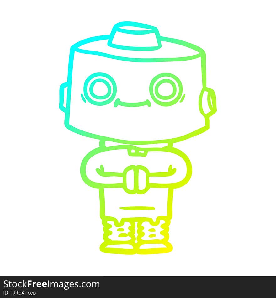 cold gradient line drawing cartoon robot