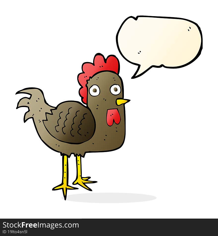 cartoon chicken with speech bubble