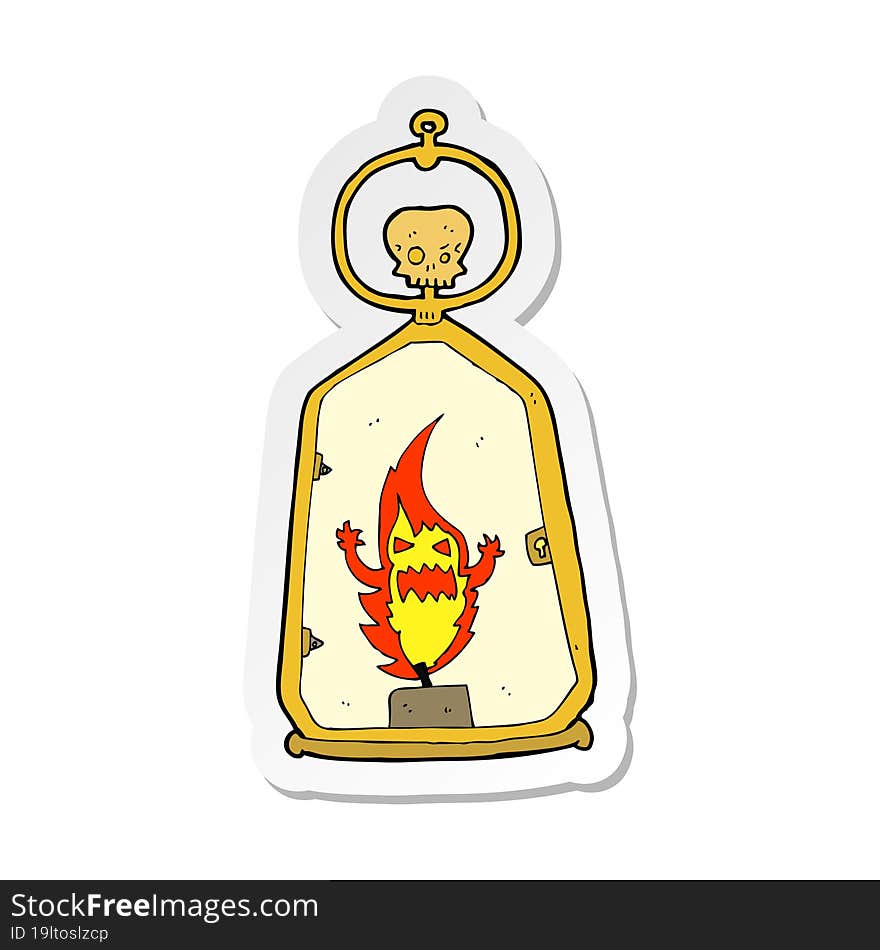 sticker of a cartoon spooky lantern