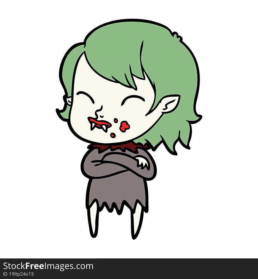 cartoon vampire girl with blood on cheek. cartoon vampire girl with blood on cheek