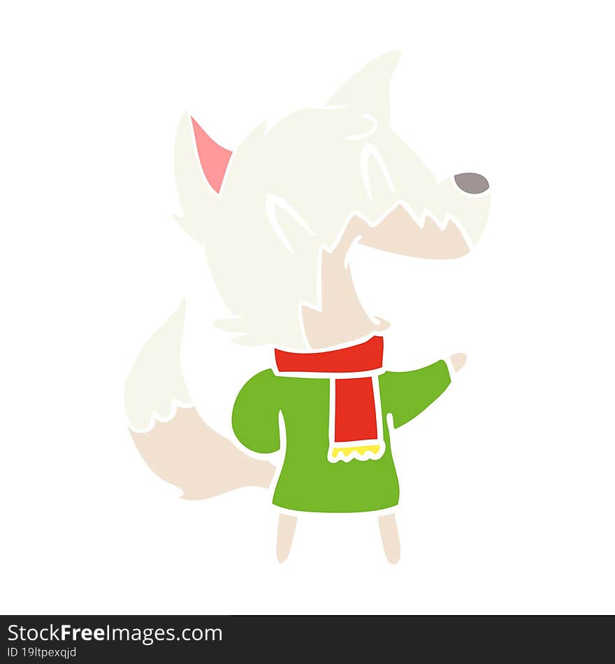 laughing fox wearing winter clothes