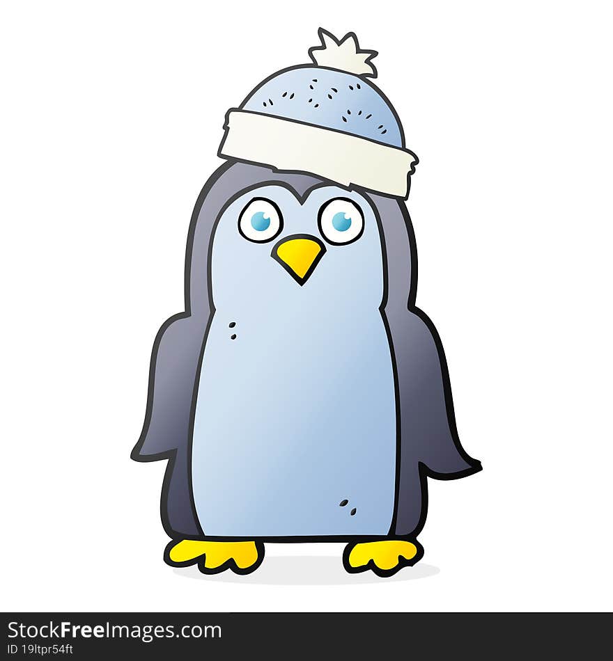 freehand drawn cartoon penguin