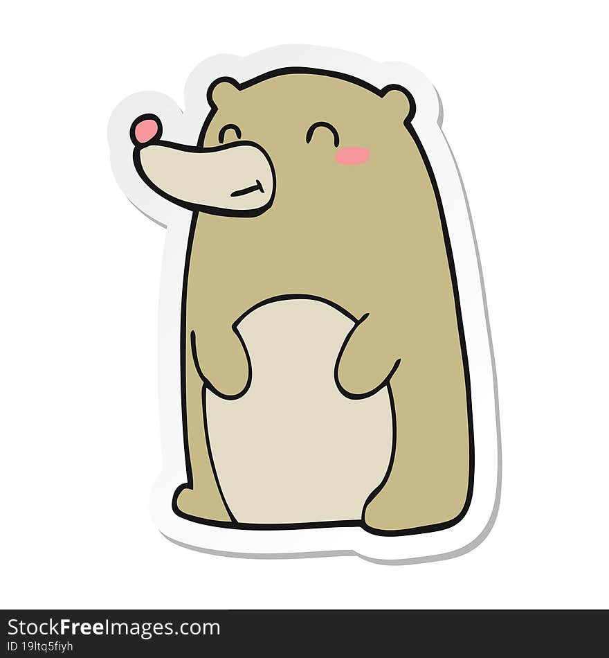 Sticker Of A Cute Cartoon Bear